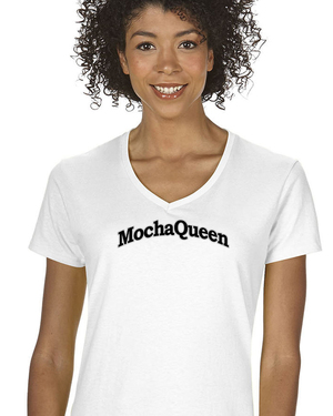 Ladies V-Neck: Mocha Queen